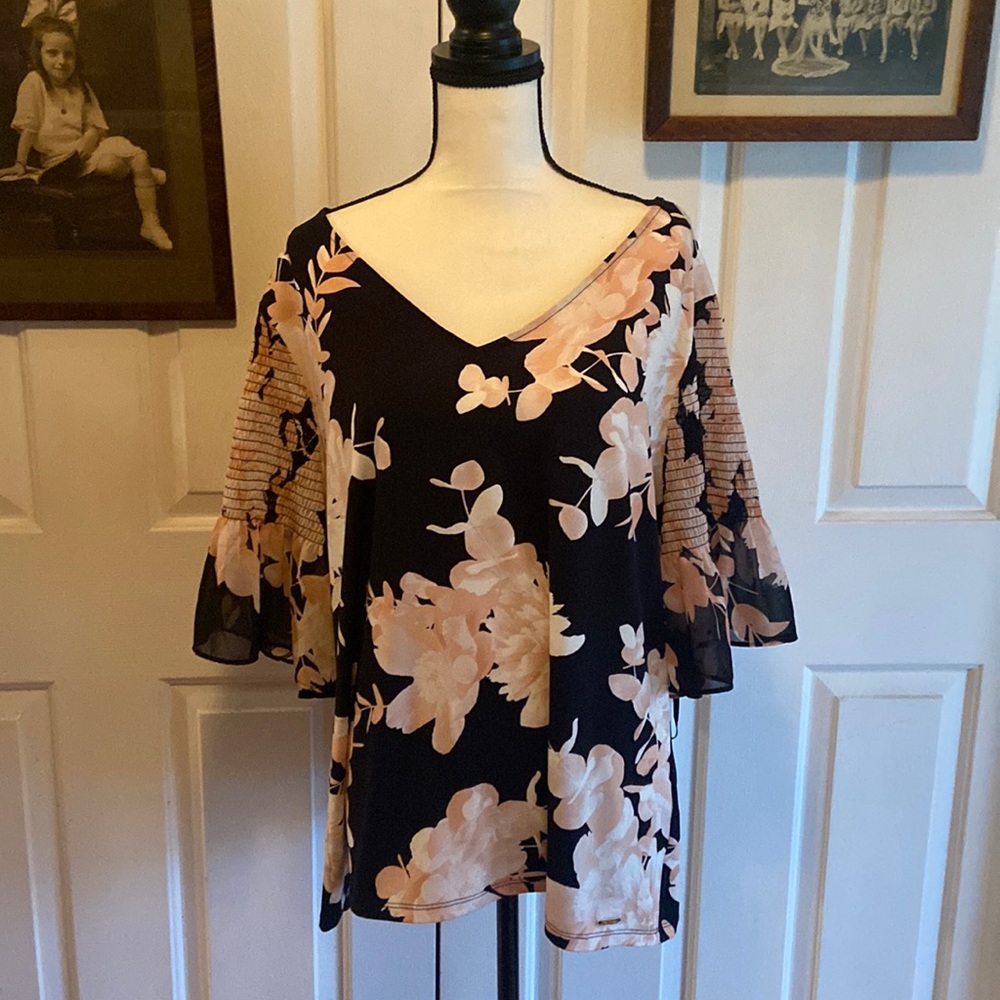 CALVIN KLEIN Size 1X Floral Top